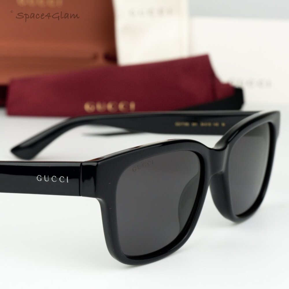 BRAND NEW Gucci GG1716S 001 Black Grey Square Unisex Sunglasses